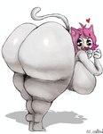 bent_over big_breasts big_butt breasts butt female hair heart_symbol huge_breasts huge_butt huge_thighs looking_back nude open_mouth pink_hair purple_eyes solo star_pupils thick_thighs white_body anothercat telegram nekochan animal_humanoid cat_humanoid felid felid_humanoid feline feline_humanoid humanoid mammal mammal_humanoid hi_res