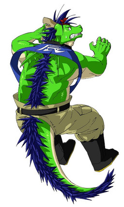 accessory anthro belt blue_clothing blue_mane blue_topwear blue_vest bottomwear clothing countershade_face countershade_torso countershading green_body green_skin headband horn male mane muscular muscular_anthro muscular_male rear_view red_headband sharp_teeth shorts simple_background small_wings solo tail tail_mane tan_body tan_skin teeth topwear vest white_background wings kotobuki529 asian_mythology east_asian_mythology morenatsu mythology tatsuki_midoriya dragon eastern_dragon mythological_creature mythological_scalie scalie 2015 colored
