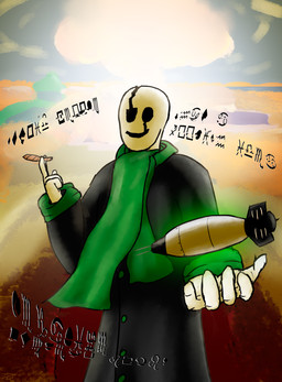 bomb clothed clothing coat drugs explosion explosives glyphs joint male marijuana marijuana_blunt nuclear_bomb nuke scarf shitpost smile solo text topwear marunishkek deltarune undertale undertale_(series) gaster humanoid absurd_res character_cipher hi_res meme wingdings_text