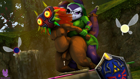 anal anthro balls bared_teeth big_balls big_butt butt clothing cosplay ear_piercing ear_ring exhibitionism forced forest forest_sex genitals great_fairy_sword grunting held_up hylian_sheild lost_woods majora's_mask_(item) male male/male mask melee_weapon overweight penis piercing plant rape ring_piercing sex shirt slightly_chubby slightly_chubby_male small_penis sword teeth_showing thick_thighs topwear tree tunic weapon qualske98 bandai_namco digimon majora's_mask nintendo the_legend_of_zelda link qualske_(character) tael_(tloz) tatl_(tloz) deku_(tloz) deku_scrub digimon_(species) elemental_creature fairy flora_fauna impmon 16:9 4k absurd_res hi_res widescreen