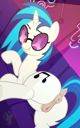 anatomically_correct anatomically_correct_anus anatomically_correct_genitalia anatomically_correct_vulva animal_genitalia animal_vulva anus blue_mane butt clitoris cutie_mark equine_anus equine_genitalia equine_vulva eyewear female feral genitals horn lying mane neon_background presenting puffy_anus smile solo sunglasses tail vulva crimson_spark friendship_is_magic hasbro my_little_pony mythology vinyl_scratch_(mlp) equid equine horse mammal mythological_creature mythological_equine pony unicorn 5:8 hi_res