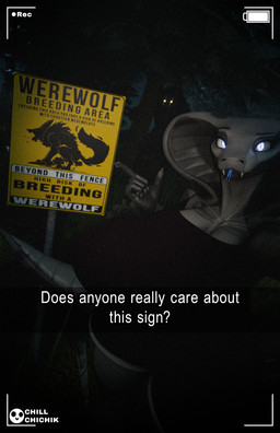 anthro big_breasts blue_eyes blue_tongue breasts dark_clothing duo female forest_background grey_body grey_scales male male/female oblivious recording scales snake_hood text thick_thighs tongue warning_sign yellow_eyes chill_chichik da.nilkaz_(modeler) rekin3d_(modeler) mythology snapchat werewolf_breeding_area_sign sapphire_(da.nilkaz) canid canine mammal mythological_canine mythological_creature reptile scalie snake werecanid werecanine werecreature werewolf 3d_(artwork) absurd_res digital_media_(artwork) english_text hi_res watermark