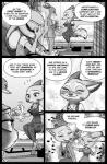 2019 blush borba canid canine clothed clothing comic deer disney duo english_text female fluffy fluffy_tail fox greyscale group hi_res judy_hopps lagomorph leporid lol_comments mammal monochrome rabbit red_fox shay_(borba) tail text true_fox zootopia