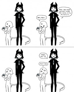 ambiguous_gender ambiguous_humanoid black_body black_ears black_fur black_hair chest_eye dialogue forehead_mark fur hair holding_orb humor looking_at_another male male_humanoid open_mouth open_smile orb profanity size_difference smile speech_bubble standing tail talking_to_another text white_body white_fur white_tail jejejunum pest_(jejejunum) secret_(jejejunum) animal_humanoid arthropod arthropod_humanoid humanoid insect insect_humanoid nethermare proto-nethermare 2026 comic digital_drawing_(artwork) digital_media_(artwork) english_text greyscale hi_res monochrome portrait three-quarter_portrait female_(lore)