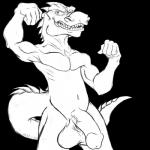 3_fingers anthro balls biceps big_penis fangs fingers front_view genitals grin half-erect humanoid_genitalia humanoid_penis long_tail looking_at_viewer male muscular muscular_anthro muscular_male navel nude pecs penis pose sharp_teeth smile solo spikes spines tail teeth vein veiny_penis madlag dinosaur prehistoric_species reptile scalie theropod tyrannosaurid tyrannosauroid tyrannosaurus tyrannosaurus_rex 1:1 2018 alpha_channel digital_media_(artwork) hi_res monochrome