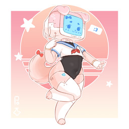 cybernetics electronics female for_a_head machine screen screen_face television mc233tkx trista_(mc233tkx) canid canine cyborg humanoid mammal object_head screen_head tv_head absurd_res hi_res tagme