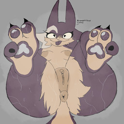 anthro anus areola big_butt bodily_fluids breasts butt butt_focus claws curling_toes feet feet_up female foot_focus genital_fluids genitals huge_butt looking_at_viewer lying musk musky_butt nipples nude pawpads presenting simple_background smile smiling_at_viewer solo sweat sweatdrop sweaty_body sweaty_butt sweaty_feet sweaty_legs tail text thick_thighs toes tongue tongue_out vaginal_fluids vulva wide_hips sl33py_demon felid feline mammal 1:1 english_text hi_res