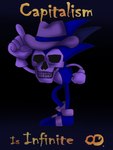 anthro blue_body blue_fur bone clothing cowboy_hat footwear fur gloves gradient_background handwear hat headgear headwear male nightmare_fuel shoes simple_background skull solo text ardhamon sega sonic_the_hedgehog_(series) true_capitalist_radio ghost_(tcr) majin_sonic eulipotyphlan hedgehog mammal english_text hi_res