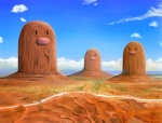 car cloud day desert detailed_background mountain outside plant road rock sky vehicle zero_pictured cosmo_(artist) nintendo pokemon diglett generation_1_pokemon pokemon_(species)