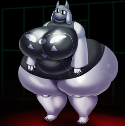 anthro big_breasts big_butt black_eyes breasts butt clothing female floppy_ears horn huge_breasts huge_butt huge_hips huge_thighs hyper hyper_breasts hyper_butt hyper_hips hyper_thighs obese obese_anthro obese_female overweight overweight_anthro overweight_female robe solo thick_thighs white_body wide_hips vdisco mandela_catalogue undertale_(series) toriel alternate_(species) boss_monster_(undertale) bovid caprine goat mammal 2025 hi_res