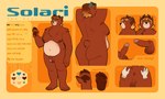 2_horns 5_fingers 5_toes anthro anus areola arm_tuft balls belly big_belly big_butt blue_body blue_fur breasts brown_areola brown_body brown_fur brown_hair brown_nipples brown_pawpads butt chest_tuft claws color_swatch countershade_snout countershade_torso countershading crotch_tuft dipstick_ears disembodied_hand duo ear_markings erection feet finger_claws fingers front_view fur genitals geometric_background glans green_eyes gynomorph hair highlights_(coloring) horn humanoid_genitalia humanoid_penis information intersex lgbt_pride multicolored_ears navel nipples nonbinary_pride_colors nude orange_background orange_highlights overweight overweight_gynomorph overweight_intersex pawpads penis pride_colors pronouns rear_view round_ears short_tail shoulder_tuft side_boob simple_background smile snout solo solo_focus spread_butt spreading standing tail tan_body tan_fur text toe_claws toes tongue tongue_out tuft white_body magnetiorchid solari_(nonbearnary) bear mammal 2024 absurd_res character_name clip_studio_paint_(artwork) digital_media_(artwork) english_text hi_res model_sheet multiple_images species_name nonbinary_(lore)