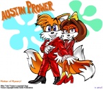 abstract_background anthro clothed clothing dipstick_tail duo eyewear female glasses male markings parody simple_background tail tail_markings text waccoon archie_comics austin_powers sega sonic_the_hedgehog_(archie) sonic_the_hedgehog_(comics) sonic_the_hedgehog_(series) fiona_fox miles_prower canid canine fox mammal 1999 english_text signature