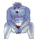 abs anthro clothed clothing male muscular solo topless topless_anthro topless_male zartty_art canid canine canis mammal wolf hi_res