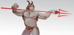 anthro armpit_hair balls barazoku beard belly biceps big_muscles blonde_hair body_hair chest_hair energy_polearm energy_trident energy_weapon eyebrows facial_hair flaccid foreskin fur genitals hair happy_trail holding_object holding_weapon horn humanoid_genitalia humanoid_penis long_ears long_hair male manly melee_weapon musclegut muscular muscular_anthro muscular_male navel nipples nude obliques pecs penis pitchfork polearm pubes simple_background solo standing tools trident tuft weapon white_background white_body conditional_dnp sinibun_95 undertale undertale_(series) asgore_dreemurr boss_monster_(undertale) bovid caprine goat mammal 2024 absurd_res hi_res