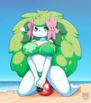 :t anthro anthrofied ball beach_ball big_breasts bikini breasts cherish_ball clothing cloud_emanata emanata female flower flower_(anatomy) head_flower inflatable leaf leaf_hair plant plant_hair pokeball pokeball_beach_ball pokemorph pool_toy pseudo_hair short_stack sitting_on_ball solo swimwear two-piece_swimsuit latiar nintendo pokemon elemental_creature flora_fauna generation_4_pokemon land_forme_shaymin legendary_pokemon mammal pokemon_(species) shaymin hi_res