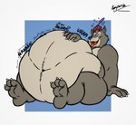 anthro belly big_belly bodily_noises burping clothing derived_sound_effect different_sound_effects extended_sound_effect fur glorp grey_body grey_fur hand_on_belly hat headgear headwear male onomatopoeia open_mouth overweight overweight_male rumbling_stomach sitting solo sound_effect_variant sound_effects text tongue tongue_out vowelless vowelless_sound_effect husky2paws disney robin_hood_(disney) sheriff_of_nottingham canid canine canis mammal wolf