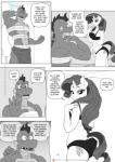 2018 abs anthro anthrofied bandage bra breaking_the_fourth_wall breasts butt cleavage clothed clothing comic dialogue dragon english_text equid equine female friendship_is_magic hasbro hi_res horn male mammal muscular muscular_male my_little_pony mythological_creature mythological_equine mythological_scalie mythology panties pia-sama rarity_(mlp) scalie speech_bubble spike_(mlp) text underwear unicorn url