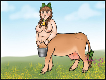 accessory bow_(feature) bow_accessory bow_ribbon bracelet braided_hair breasts breasts_and_teats brown_hair bucket centered_hair_bow cloud collar container cowbell female furgonomics green_eyes hair hair_accessory hair_bow hair_ribbon jewelry long_hair meadow nipples nude ribbons sky solo tail tail_accessory tail_bow tail_ribbon teats udders dobiesketch bovid bovid_taur bovine bovine_taur cattle cattle_taur humanoid humanoid_taur mammal mammal_taur taur signature