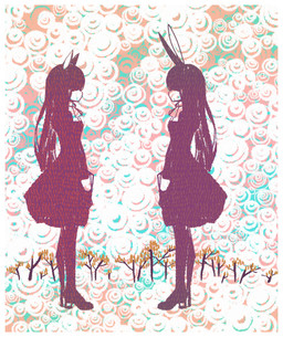 biped black_clothing black_dress black_hair border clothing dress duo female hair text white_border oouyuki_benten animal_humanoid domestic_cat felid feline felis humanoid mammal 2015 english_text