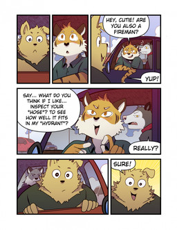 6_panel_comic anthro bedroom_eyes car dialogue disappointed double_entendre excited floppy_ears folded_ears fur gesture grey_body group innuendo inside_car inside_vehicle male narrowed_eyes oblivious orange_body seductive sex_gesture sky smile suggestive suggestive_gesture surprised text unimpressed vehicle yellow_body yellow_fur t0l0k i_think_i_like_you dev_(i_think_i_like_you) ray_(i_think_i_like_you) red_(i_think_i_like_you) zeb_(i_think_i_like_you) american_opossum bird_dog canid canine canis domestic_dog felid golden_retriever hunting_dog mammal marsupial pantherine retriever snow_leopard tiger comic english_text hi_res multiple_scenes
