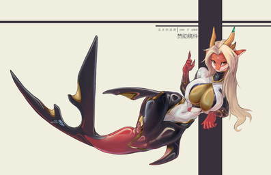 anthro bdsm big_breasts big_butt bondage bound breasts butt camel_toe clothed clothing female fin fish_tail latex latex_clothing latex_skinsuit looking_at_viewer mermaid_tail mermaidification simple_background skinsuit solo split_form tight_clothing shanher mythology aquatic dragon merfolk mythological_creature mythological_scalie scalie absurd_res hi_res