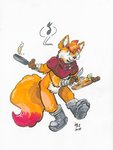 anthro boots bottomless carrot clothed clothing cooking cookware cowl cutting_board featureless_crotch food footwear frying_pan kitchen_utensils knife male multi_arm multi_limb plant shoes solo tools vegetable not-fun canid canine fox mammal hi_res