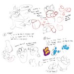 1:1 2022 anthro blue_pawpads bugsnax claws digital_media_(artwork) english_text eyewear fan_character glasses grumpus hair half-closed_eyes hi_res how-to model_sheet narrowed_eyes nonbinary_(lore) orange_pawpads pawpads procreate_(artwork) shaibey shaibey_(shaibey) simple_background sitting sketch solo speech_bubble text white_background young_horses