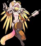 anthro biped cosplay female fur gun hair holding_gun holding_object holding_ranged_weapon holding_weapon pink_body pink_eyes pink_fur pose ranged_weapon simple_background solo transparent_background weapon white_hair yellow_body yellow_fur zyira blizzard_entertainment overwatch megan_hilbert mercy_(overwatch) felid mammal 2016 alpha_channel digital_media_(artwork) full-length_portrait hi_res portrait shaded