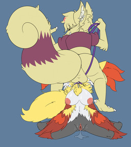 anthro areola backsack balls bare_breasts between_legs big_breasts bodily_fluids breasts collar cum cum_in_mouth cum_inside deep_throat duo face_fucking face_mounting fellatio female female_penetrated forced forced_oral front_view genital_fluids genitals huge_breasts irrumatio kneeling kneeling_oral_position leaking_vagina leash leash_pull male male/female male_penetrating male_penetrating_female nipples obscured_face obscured_penetration oral oral_penetration penetration penile penis_in_mouth rear_view sex spread_legs spreading standing standing_over submissive submissive_female vaginal_fluids vulva not_a_furfag nintendo pokemon astrix canid delphox generation_1_pokemon generation_6_pokemon kadabra mammal pokemon_(species) hi_res