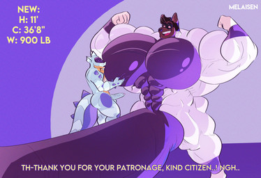 anthro arm_spikes balls belly big_muscles big_pecs big_penis black_hair blue_balls blue_body blue_ears blue_penis blue_scales blue_tail bodily_fluids brown_ears brown_face clothing countershading dialogue duo fake_screencap flexing flexing_bicep flexing_both_biceps foreskin genitals hair huge_muscles huge_pecs huge_penis humanoid_genitalia humanoid_penis hyper hyper_genitalia hyper_muscles hyper_pecs hyper_penis hypnosis hypnotic_eyes larger_anthro larger_male long_penis male male/male mind_control multicolored_clothing multicolored_suit muscular open_mouth open_smile orange_body orange_countershading partially_retracted_foreskin pec_grab pecs penis penis_size_difference purple_belly purple_penis purple_spikes purple_tail scales shoulder_spikes size_difference smaller_anthro smaller_male smile spiked_tail spikes spikes_(anatomy) spiral spiral_eyes suit sweat tail teeth text two_tone_clothing two_tone_suit vein veiny_penis white_clothing white_suit wrist_spikes melaisen bau_(melaisen) wave_(synthlewd) akita canid canine canis domestic_dog mammal spitz synth_(vader-san) 2023 absurd_res artist_name cel_shading digital_drawing_(artwork) digital_media_(artwork) english_text hi_res shaded