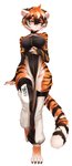 4_toes anthro barefoot black_body black_fur black_hair breasts claws clothed clothing feet female fur hair legwear multicolored_body multicolored_fur multicolored_hair orange_body orange_fur orange_hair pupils simple_background slit_pupils solo striped_body striped_fur stripes thick_thighs thigh_highs toes white_background white_body white_fur white_hair wide_hips barbariank arknights hypergryph studio_montagne waaifu_(arknights) felid mammal pantherine tiger 2020 hi_res