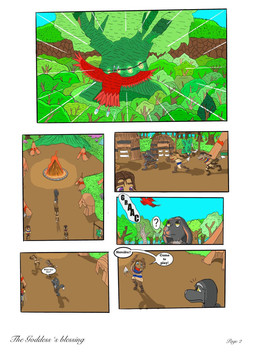 anthro black_body black_fur blue_eyes brown_body brown_fur comic_book comic_panel dialogue fur plant tail text tree tribal yellow_eyes garrus368 nahira_(garrus368) nesthus_(garrus368) canid canine mammal wiffen_(specie) comic english_text hi_res
