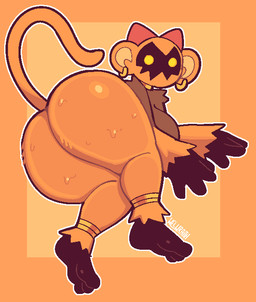 anthro big_butt black_body brown_clothing butt clothing female fur geometric_background looking_at_viewer looking_back looking_back_at_viewer orange_body orange_ears orange_fur orange_tail rear_view red_clothing simple_background solo tail tan_body tan_ears tan_fur thick_thighs wide_hips yellow_clothing yellow_eyes conditional_dnp welwraith kingdom_hearts square_enix bouncywild haplorhine heartless mammal monkey primate 2023 digital_drawing_(artwork) digital_media_(artwork)