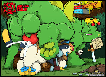 all_fours anthro anthro_on_feral anthro_penetrated balls bestiality big_balls big_breasts big_penis blue_nipples blue_tongue bodily_fluids breasts clitoris cum cum_in_vagina cum_inflation cum_inside doggystyle duo ejaculation erection female female_on_feral female_penetrated feral feral_penetrating feral_penetrating_anthro from_behind_position fur gameplay_mechanics genital_fluids genitals green_body green_fur gui health_bar inflation interspecies knot larger_male looking_pleasured male male/female male_on_anthro male_penetrating male_penetrating_female nipples orgasm penetration penis purple_eyes sex size_difference smaller_female smaller_penetrated tentacles text tongue tongue_out vaginal vaginal_penetration vulva o-kemono capcom canid domestic_cat felid feline felis mammal tentacle_creature tentacle_dog 2019 digital_drawing_(artwork) digital_media_(artwork) english_text url