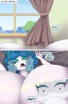 anthro anthrofied big_breasts blue_flower_florges breasts comic curtains english_text expand-blurples female florges generation_6_pokemon hi_res huge_breasts hyper hyper_breasts lying nintendo on_back open_mouth pixie_blume pokemon pokemon_(species) pokemorph solo text window yawn