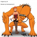 breasts dominatrix duo female feral male nipples standing hentaipatriarch joseph27 ben_10 cartoon_network gwen_tennyson wildmutt alien human mammal vulpimancer 1:1 hi_res cousins_(lore)