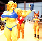 abs anthro big_breasts blonde_hair breasts exercise female flexing fur group gym hair larger_female muscular muscular_anthro muscular_female orange_body orange_fur pull-up_(exercise) size_difference tan_body tan_fur trio under_boob fightinlove dog_knight_rpg jeane_(ceehaz) maci_(ceehaz) rory_(ceehaz) bird_dog canid canine canis dobermann domestic_dog golden_retriever hunting_dog mammal pinscher pomeranian retriever spitz 2023 3d_(artwork) 3d_animation animated digital_media_(artwork) no_sound short_playtime webm