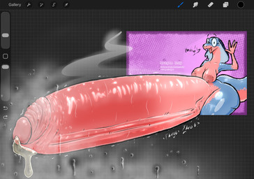 anthro big_penis bodily_fluids breaking_the_fourth_wall breasts dripping eyewear female genital_fluids genitals gesture glasses greeting_viewer gynomorph huge_penis hyper hyper_genitalia hyper_penis intersex musk musky_penis nude penis precum precum_drip solo steam steamy_penis talking_to_viewer waving waving_at_viewer wearing_glasses dragonlady_(artist) procreate_(copyright) lem_(lem75) reptile scalie snake hi_res