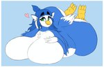 anthro big_breasts big_butt border breasts butt feet_in_air female huge_breasts huge_butt hyper hyper_breasts hyper_butt null_breasts slightly_chubby slightly_chubby_female smile smiling_at_viewer solo white_border snevanessence bherri_(bluest_jay) avian absurd_res hi_res