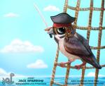 ambiguous_gender cloud feral humor melee_weapon net object_in_mouth pirate pun sea sky solo sword sword_in_mouth text visual_pun water weapon piper_thibodeau disney pirates_of_the_caribbean jack_sparrow avian bird oscine passerine sparrow digital_media_(artwork) digital_painting_(artwork)