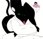 2023 animated anthro black_body black_hair bodily_fluids breast_play breasts clothed_titfuck clothing cum cum_in_clothing cum_on_clothing cum_on_face cum_through_clothing domestic_cat duo eyewear felid feline felis feliscede felix_(feliscede) female genital_fluids genitals glasses green_eyes hair happy humanoid_genitalia humanoid_penis male male/female mammal masturbation no_sound one_eye_obstructed open_mouth oral oral_penetration orgasm penetration penis penis_in_mouth pink_body sex short_playtime smile tail titfuck vaginal vaginal_masturbation void_(feliscede) webm wet wet_clothing