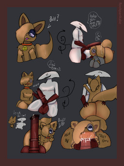 animal_genitalia animal_penis anthro bodily_fluids brown_body butt butt_grab collar cum cum_from_nose cum_in_nose cum_inside daddy_kink defloration duo equine_genitalia equine_penis fellatio femboy genital_fluids genitals hand_on_butt lying male male/male male_virgin multicolored_body oral penile penis sex slightly_chubby standing stated_virginity teasing text two_tone_body virgin white_body rockpankake roi_(rockpankake) canid canine mammal miteling 2025 3:4 digital_media_(artwork) english_text hi_res