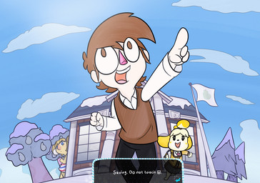 3_toes 4_fingers anthro bangs barefoot bell_hair_tie bent_arm big_nose black_bottomwear black_clothing black_eyes black_nose black_pants black_skirt blonde_hair blue_eyes blue_sky blue_stripes bottomwear bow_tie brown_clothing brown_eyes brown_hair brown_topwear brown_vest building button_(fastener) clipboard clothed clothed_anthro clothed_female clothed_human clothed_male clothing cloud day dress evergreen_tree feet female female_anthro fingers fist flag flagpole floppy_ears food freckled_face freckles fruit fruit_tree fully_clothed fully_clothed_anthro fully_clothed_female fully_clothed_human fully_clothed_male gesture group hair hand_gesture holding_clipboard holding_object jacket leaning_on_wall light looking_at_another lop_ears male male_human mouth_closed multicolored_hair no_pupils not_furry_focus open_mouth open_smile orange_ears orange_hair outside pants paper pattern_clothing pattern_dress pear pear_tree pillar pine_tree pink_bow_tie pink_freckles pink_nose pink_tongue plant pointing ponytail pupils red_hair_tie red_stripes short_hair skirt sky smile smiling_at_another snow striped_clothing striped_dress stripes sun tan_body tan_skin teeth text text_box toes tongue topwear tree triangle_nose trio two_tone_hair vest walking white_clothing white_dress white_dress_shirt white_pupils window winter yellow_clothing yellow_jacket_(clothing) yellow_topwear cookieboy011 animal_crossing nintendo alice_(animal_crossing) isabelle_(animal_crossing) villager_(animal_crossing) canid canine canis domestic_dog human koala mammal marsupial shih_tzu toy_dog vombatiform 2020 animated colored digital_drawing_(artwork) digital_media_(artwork) english_description english_text lighting shaded short_playtime story story_in_description