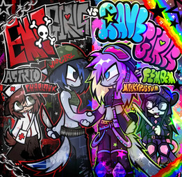 alternative_fashion anthro black_hair blood blood_on_object blood_on_weapon bodily_fluids brown_body brown_hair clothed clothing emo eyewear female gesture glasses grey_body grey_skin group hair handshake holding_object holding_weapon long_tail multicolored_hair nurse nurse_clothing rave scene_(fashion) tail two_tone_hair weapon wearing_glasses unknown_artist fem&m canid canine canis domestic_dog mammal murid murine rat rodent wolf