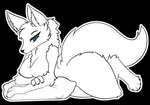 3_fingers 4_toes anthro arm_tuft big_butt big_ears blue_eyes breasts butt chest_tuft digitigrade elbow_tuft feet female fingers fluffy fur looking_at_viewer lying outline pawpads shoulder_tuft solo tail toes tuft white_body white_fur white_outline alrecsolus arctic_fox canid canine fox mammal true_fox alpha_channel hi_res