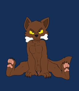 anthro bone genitals male penis solo doomlazy27 brawn_wyers canid canine canis mammal wolf absurd_res alpha_channel hi_res