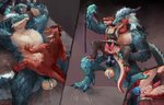 2_penises after_orgasm anal anal_penetration animal_genitalia animal_penis anthro anthro_on_anthro anthro_penetrated anthro_penetrating anthro_penetrating_anthro balls bdsm biceps big_balls big_dom_small_sub big_penis blue_body blue_scales bodily_fluids body_hair bondage bound bound_top clothed clothing collar countershading cowgirl_position crossdressing cum cum_in_ass cum_inside cutaway dominant dominant_male duo erection femboy from_behind_position from_front_position genital_fluids genitals hair hairy_balls hemipenes holding_leash holding_object knot larger_male leaking_cum leash leash_pull leg_grab leggings legwear looking_pleasured maid_uniform male male/male male_on_bottom male_on_top male_penetrated male_penetrating male_penetrating_male multi_genitalia multi_penis muscular muscular_male on_bottom on_top open_mouth orgasm penetration penile penile_penetration penis penis_in_ass power_bottom red_body red_scales reverse_stand_and_carry_position role_reversal scales sex size_difference small_dom_big_sub smaller_male standing standing_sex submissive submissive_male tongue tongue_out uniform versatile babanasaur rogall zartersus alligator alligatorid crocodilian lizard reptile scalie absurd_res hi_res