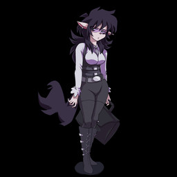 alternative_fashion anthro black_background black_hair boots briefcase business_suit clothed clothing ear_piercing eyewear female footwear frown glasses goth green_eyes hair holding_object looking_at_viewer necktie piercing shoes simple_background solo suit plagueofgripes hanna-barbera swat_kats callie_briggs domestic_cat felid feline felis mammal 1:1 2016 absurd_res digital_media_(artwork) hi_res