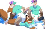 anthro backwards_baseball_cap backwards_hat baseball_cap biped blue_clothing blue_footwear blue_hat blue_headwear blue_shirt blue_socks blue_topwear blush brown_body brown_fur brown_hair clean_diaper clothed clothing diaper diaper_on_face duo facesitting footwear fur grey_body grey_fur hair half-closed_eyes hat headgear headwear male male/male masturbation narrowed_eyes notched_ear open_mouth open_smile penetrable_sex_toy pink_clothing pink_hat pink_headwear pink_nose purple_ears sex_toy shirt simple_background sitting_on_another smile socks topwear wearing_diaper white_background white_diaper daire301 daire zephyrlot american_opossum canid canine fox mammal marsupial virginia_opossum 2024 digital_media_(artwork) hi_res multiple_images