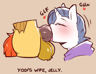 animal_genitalia animal_penis anthro balls bat_wings blush blush_lines clothing deep_throat duo equine_genitalia equine_penis eyes_closed fellatio fur genitals grey_hair grey_mane gynomorph gynomorph/male hair heart_symbol hoodie horn hybrid_genitalia hybrid_penis intersex intersex/male knot knotted_equine_penis knotted_penis male mane membrane_(anatomy) membranous_wings neck_bulge oral oral_penetration orange_tail penetration penile penis penis_in_mouth purple_clothing purple_hoodie purple_topwear sex side_view simple_background tail tan_background text tongue topwear white_body white_fur wings cold-blooded-twilight hasbro my_little_pony mythology fan_character jelly_(oc) yodi_(oc) bat_pony equid equine mammal mythological_creature mythological_equine unicorn 2023 english_text